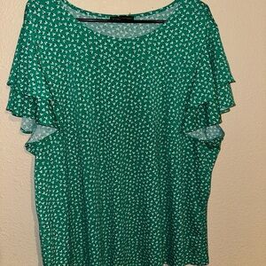 Green Ruffle Sleeve Top